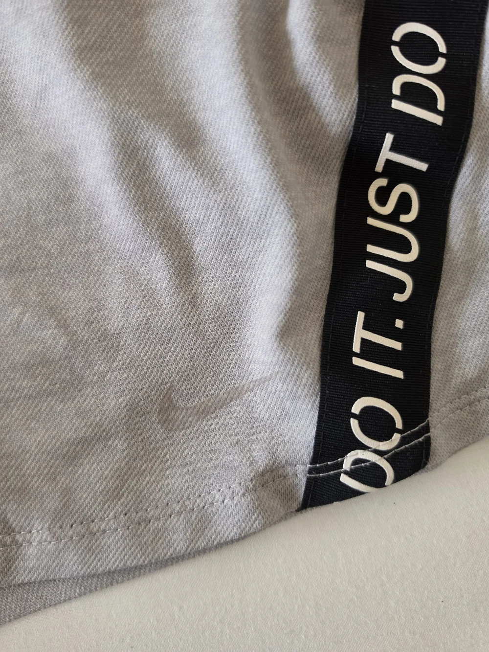 Nike Gray Women's Athletic Shorts with 'Just Do It' Trim